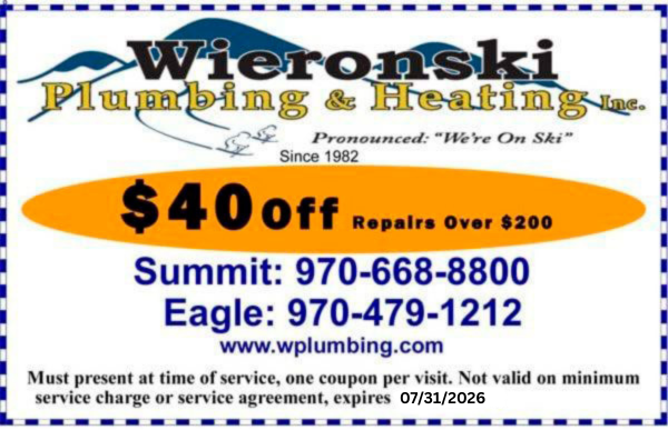 40 off plumbing repairs Summit and Eagle